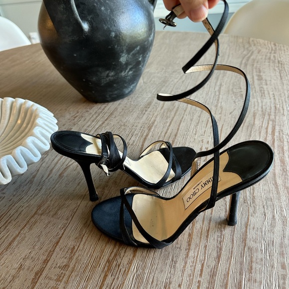 Jimmy Choo Black Satin Stiletto Heels 39 - Picture 7 of 12